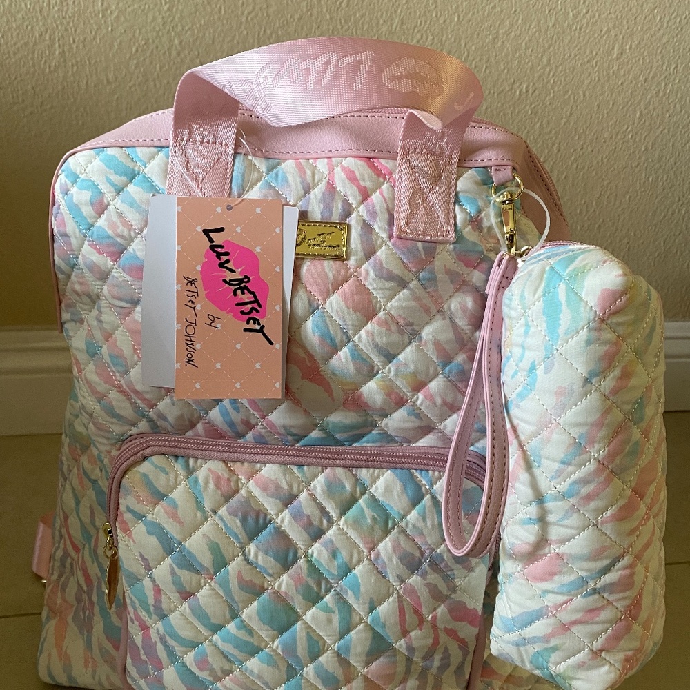 Luv Betsey By Betsey Johnson Backpack & Matching Pencil Case- Pink Floral